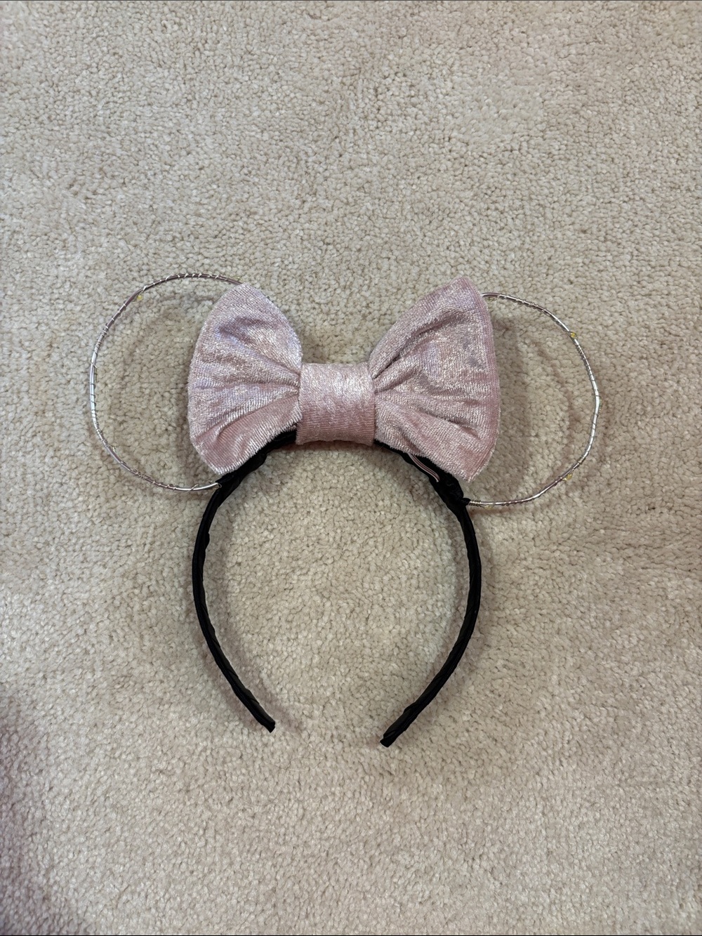 Pink Metallic Bow Mouse Ear Headband